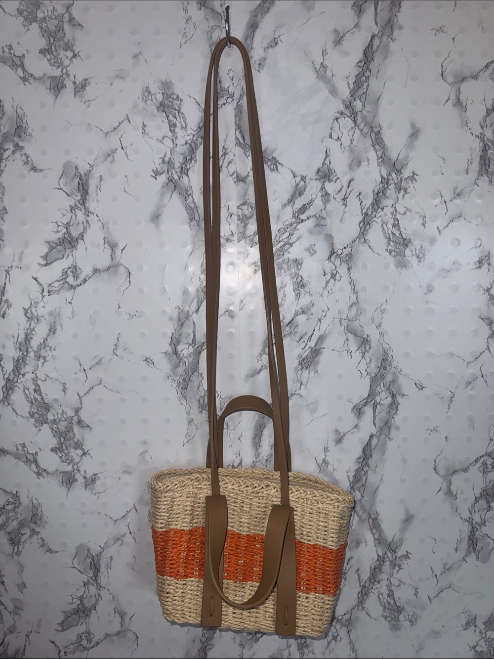 Aerie Wicker Shoulder Bag Tan Orange